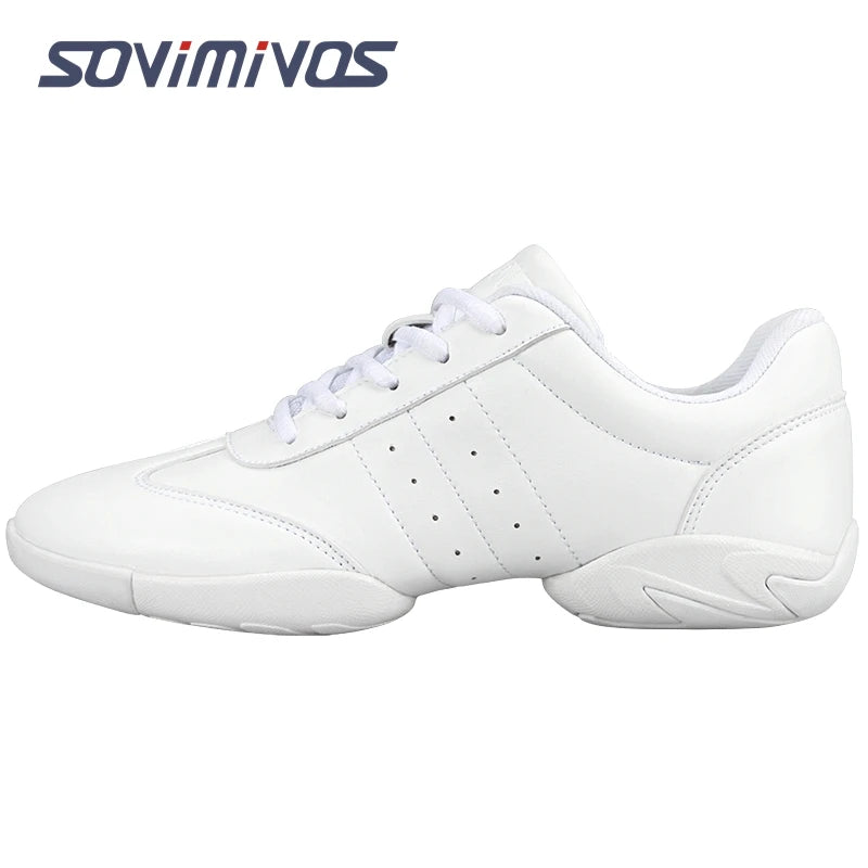 Zapatillas de baile para mujer, zapatillas deportivas planas y ligeras, zapatillas de gimnasia aeróbica de competición, zapatillas deportivas para fitness, zapatillas de baile blancas.