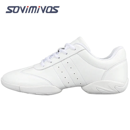 Zapatillas de baile para mujer, zapatillas deportivas planas y ligeras, zapatillas de gimnasia aeróbica de competición, zapatillas deportivas para fitness, zapatillas de baile blancas.