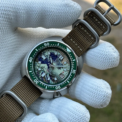 STEELDIVE SD1970J Kanagawa Turtle Full Luminous Dial Ceramic Bezel NH35 AutomaticSTEELDIVE Offical Store Mens Dive Watch