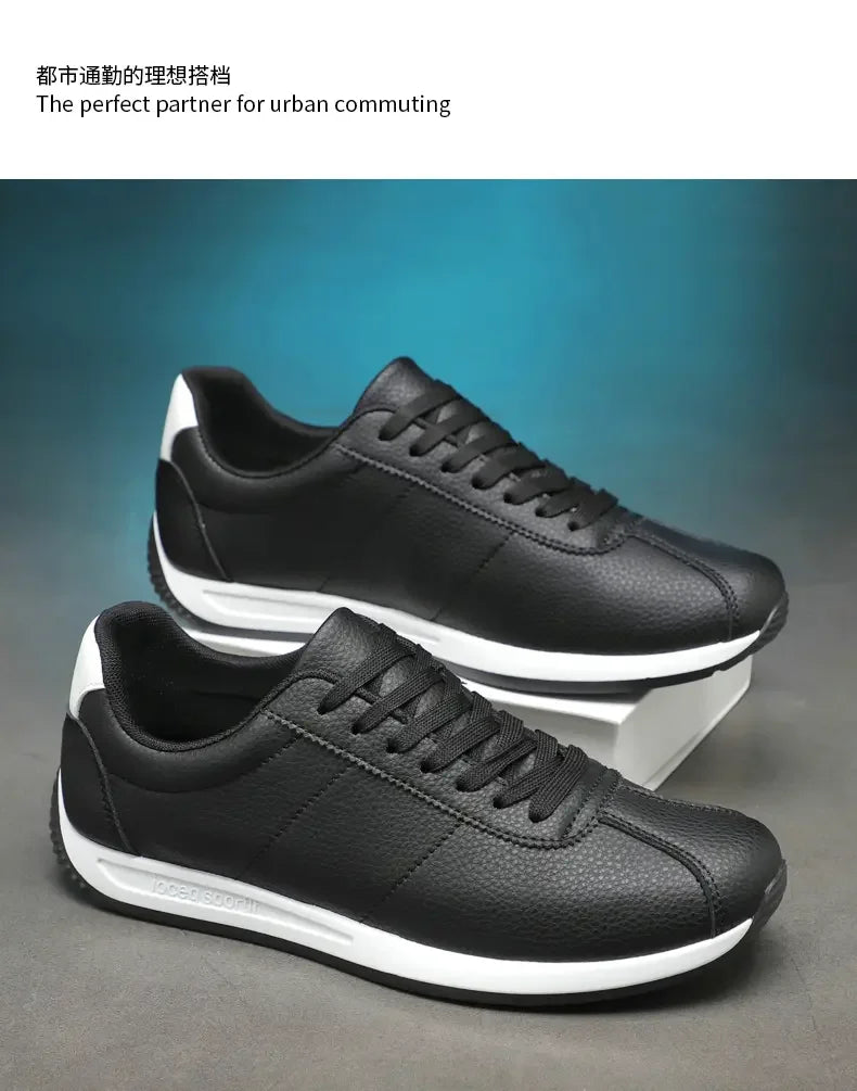 Zapatillas deportivas de cuero PU para tiempo libre, running, verano, moda, antideslizantes, montañismo, tenis, tendencia, superventas, para hombre, blancas, planas