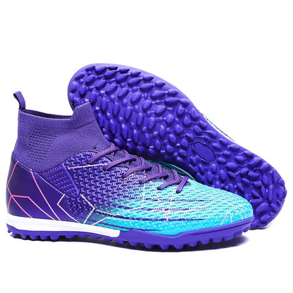 New Professional High Top Football Shoes Artificial Grass Leather Youth Students Training Soccer Shoes for Men And Women Sports