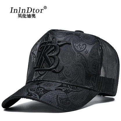 Casquette de baseball haute de mode brodée pour homme, imprimé noix de cajou, casquette décontractée d'extérieur, bordure sur le devant, toutes saisons
