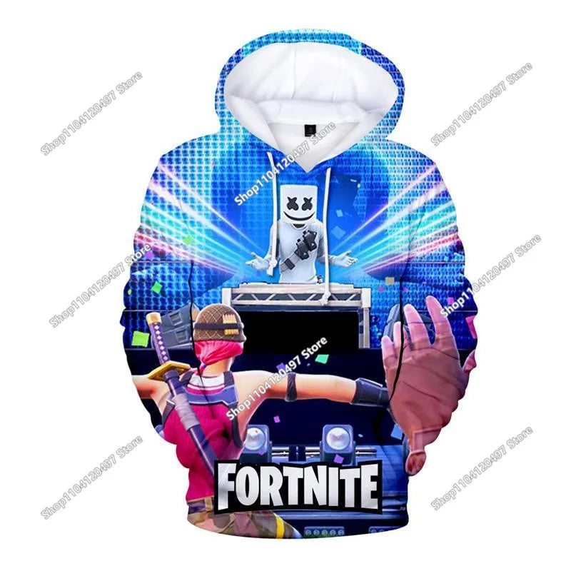 Φούτερ Cosplay Fortnites με κουκούλα, 3D τύπωμα παιχνιδιού, unisex, casual παλτό, anime περιφερειακό kawaii μπουφάν, παιδικά ρούχα, δώρα
