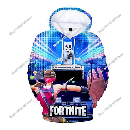 Φούτερ Cosplay Fortnites με κουκούλα, 3D τύπωμα παιχνιδιού, unisex, casual παλτό, anime περιφερειακό kawaii μπουφάν, παιδικά ρούχα, δώρα
