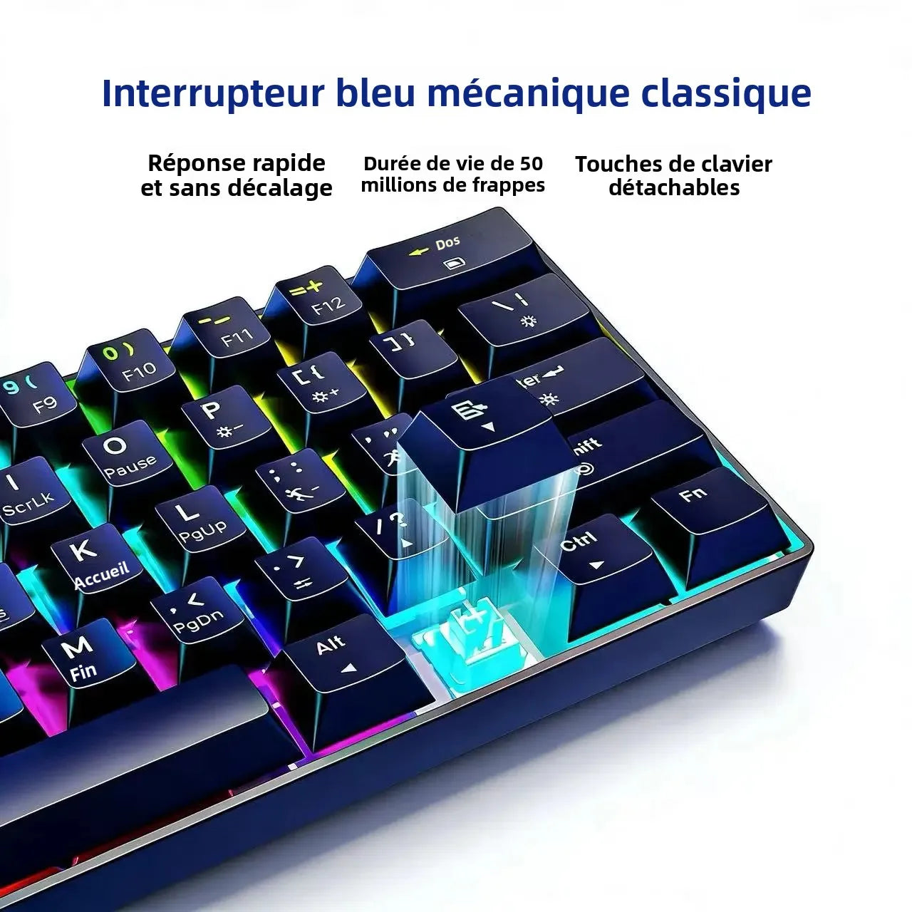 Mini 61Key Wireless Tri-mode Keyboard Bluetooth RGB Backlight Silent Mechanical Feel Portable Film Keyboard For Game Office Home