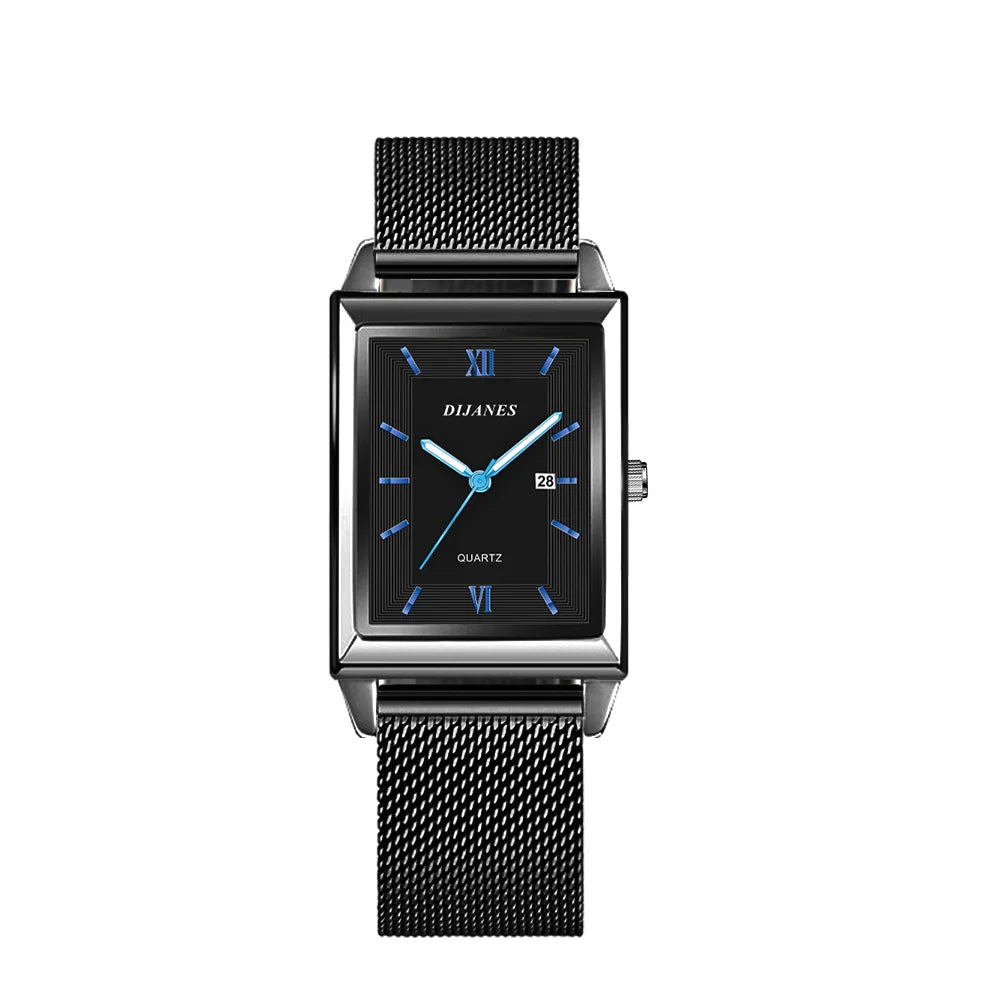 Fashion Watches for Men Luxury Rectangle Stainless Steel Men's Quartz Wristwatch Business Man Watch Clock Gift relogio masculino