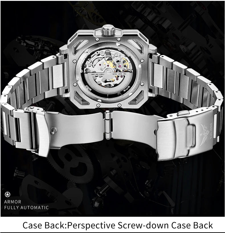 Yelang V1216 Men Watch Luxury Brand Watch 42mm Hollow Dial Japan MIYOTA 8N40 Automatic Movement 100M Waterproof Watch Luminous