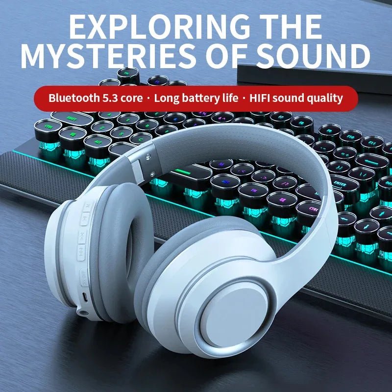 Shoumi Newest Wireless Headphones Bluetooth Earphones Large Headset Helmets with Mic Support TF-Card MP3 Play display screen