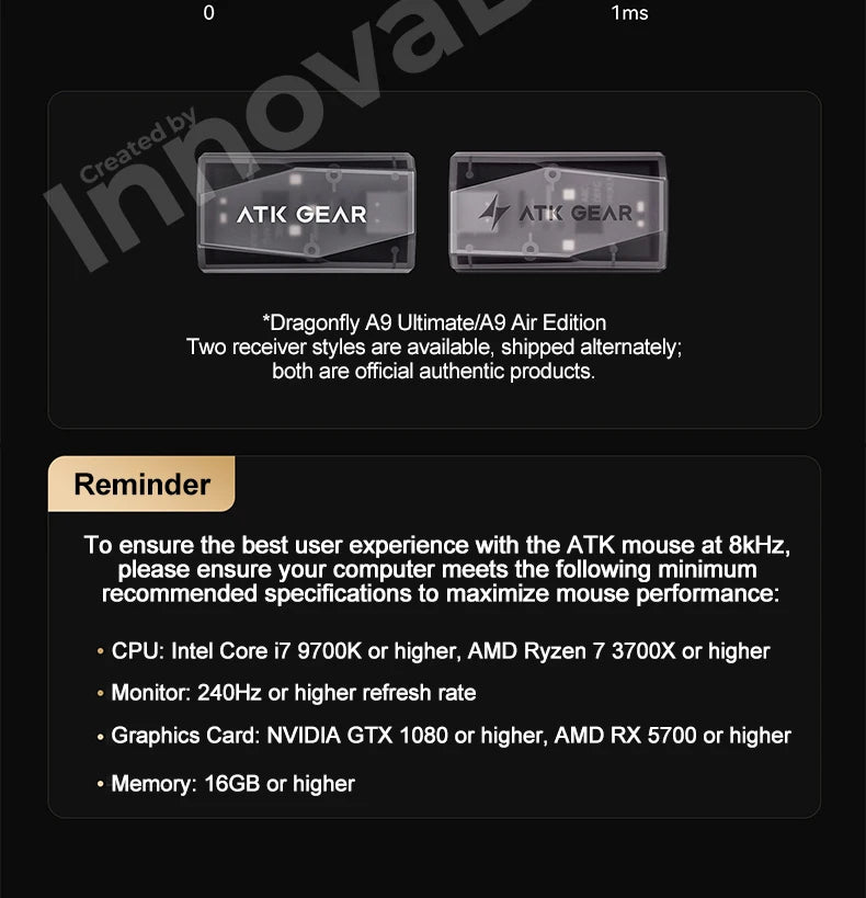 ATK Dragonfly A9 Ultimate Ασύρματο Gaming Mouse A9 Air PAW3950 Εξαιρετικά Ελαφρύ Εργονομικό Ποντίκι E-sports για Gamer FPS CSGO A9 Ultra