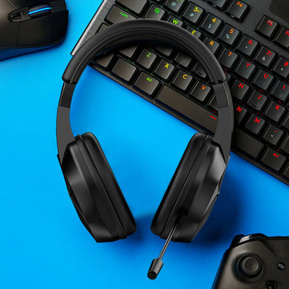 Wireless BT Gaming Headset with LED Lights, Low Latency Gaming Headphones, 40mm Drivers, Over-Ear Gaming Earphones with Omnidirectional Microphone