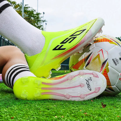Botas de fútbol para hombre, antideslizantes, para niños, para exterior, zapatillas de fútbol superventas, para partido sobre césped, de alta calidad, con tacos, de caña alta y ligeras
