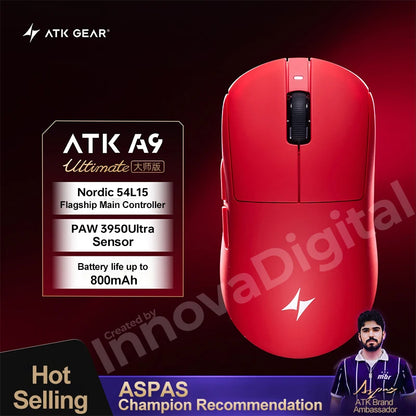 ATK Dragonfly A9 Ultimate Ασύρματο Gaming Mouse A9 Air PAW3950 Εξαιρετικά Ελαφρύ Εργονομικό Ποντίκι E-sports για Gamer FPS CSGO A9 Ultra