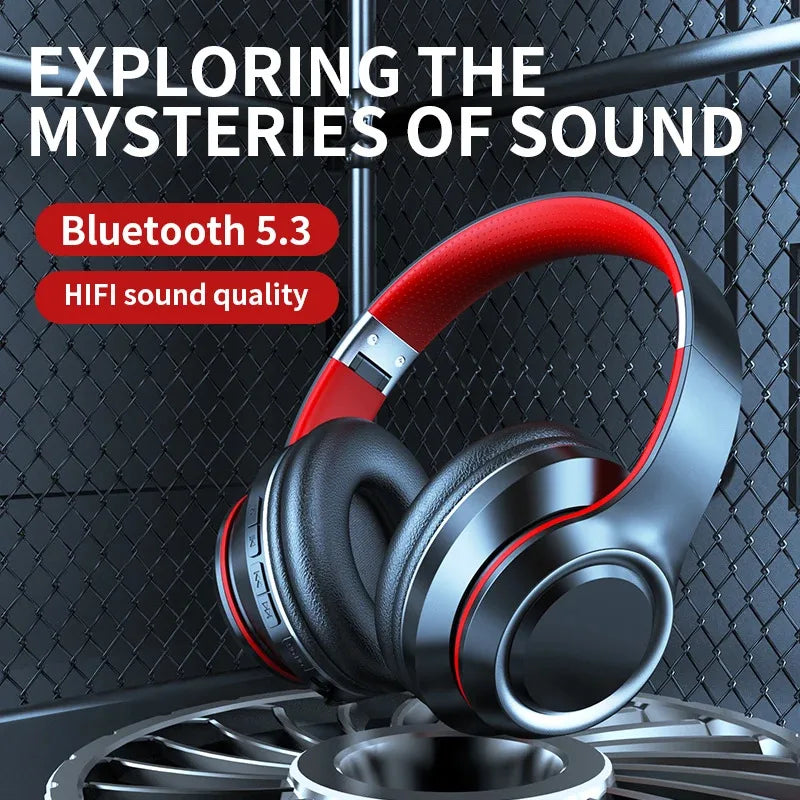 Shoumi Newest Wireless Headphones Bluetooth Earphones Large Headset Helmets with Mic Support TF-Card MP3 Play display screen