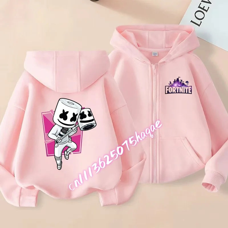 Autumn New Fortnites Children Hoodies Coat Cartoon Game Character Printed Zip Up Hoodie Child Jacket Winter Kids Boys Clothes