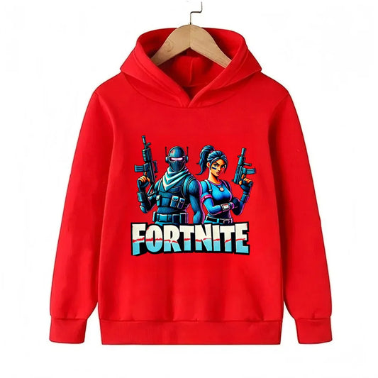 Fortnite-Game-Print Kinder-Hoodies, cartoonhaftes bequemes Set, lockere Langarm-Oberteile, Herbst-/Winterkleidung