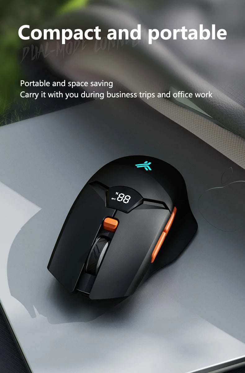 Warvank SX01 trådløs gamingmus med smart skærm, 6-trins DPI-justering, 600mAh genopladelig, lydløs kontor-Bluetooth-mus