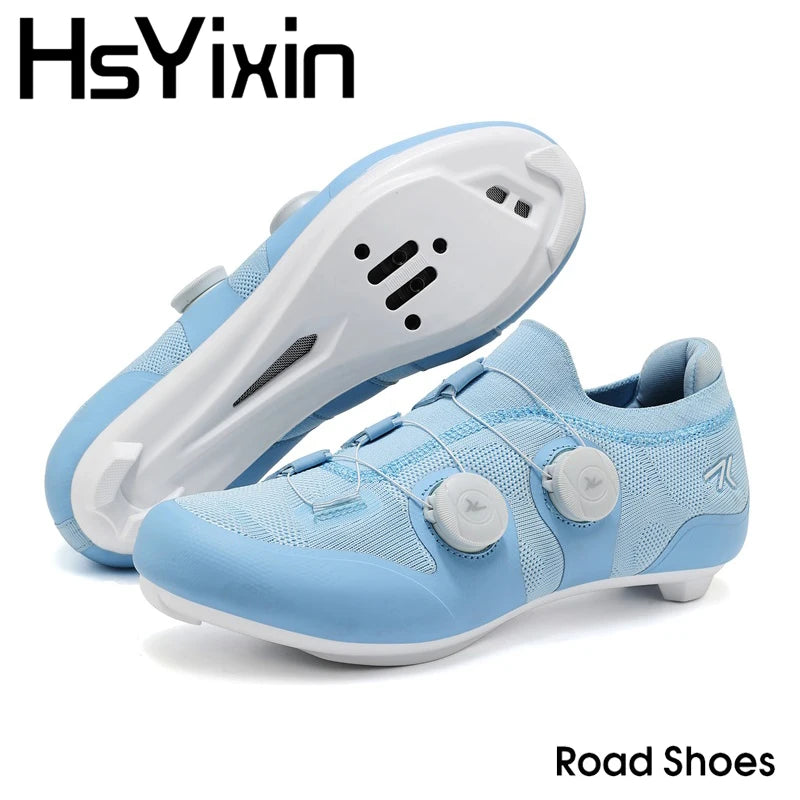 Cyklistické boty na silniční kolo, unisex, HsYixin, prodyšné, se samozamykacím systémem SPD, protiskluzové, závodní boty na silniční kolo, ploché, MTB, cyklistické tenisky