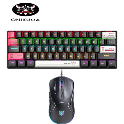 ONIKUMA G55 Mechanical Gaming Keyboard 61 Keys Layout RGB Customized Wired Colorful LED Backlit Keyboard for Computer Laptop PC