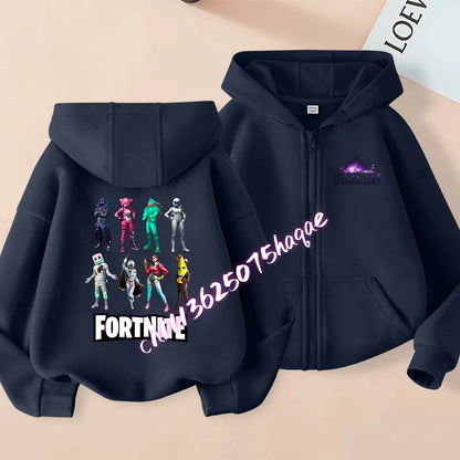 Ny Fortnite-zip hoodie för barn, tecknad anime, vardaglig och ventilerande huvtröja för barn, pojkjacka med dragkedja, vår 2026, barnkläder