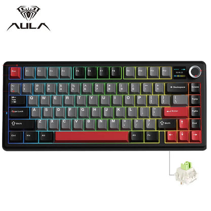 AULA F75 MAX Gaming Mechanical Keyboard 75% Wired/Bluetooth/2.4G Hot-Swap RGB E-sports Keyboard with TFT Screen for PC/Mac
