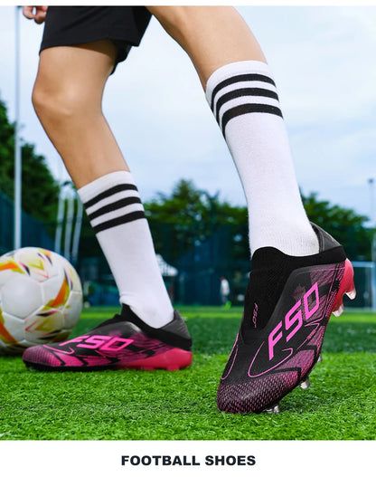 Botas de fútbol para hombre, antideslizantes, para niños, para exterior, zapatillas de fútbol superventas, para partido sobre césped, de alta calidad, con tacos, de caña alta y ligeras