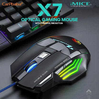 IMICE X7 Optical Gaming Mouse Adjustable DPI Ergonomic Anti Slip Design Colorful Luminuse Suitable for Desktop Computers Laptop