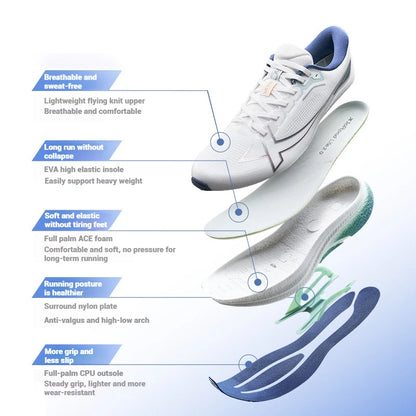 Xtep 2000km Plus Running Shoes 2025 New Spring Lightweight Anti-slip Wear-Resistant Men's Training Jogging Sneakers 875319110001