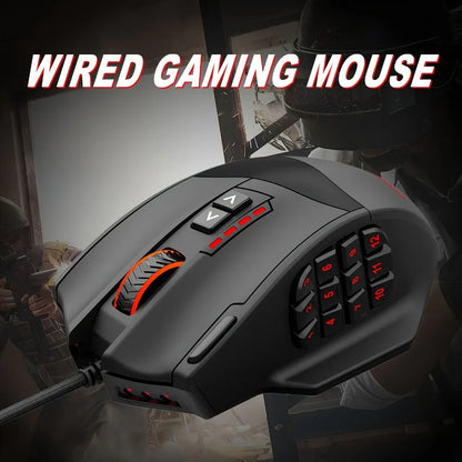 E-YOOSO X-39 Programmable Gaming Mouse, Wired RGB Mouse with 18 Buttons, 8 Removable Weights, 5 DPI, Ergonomic Grip for Computer