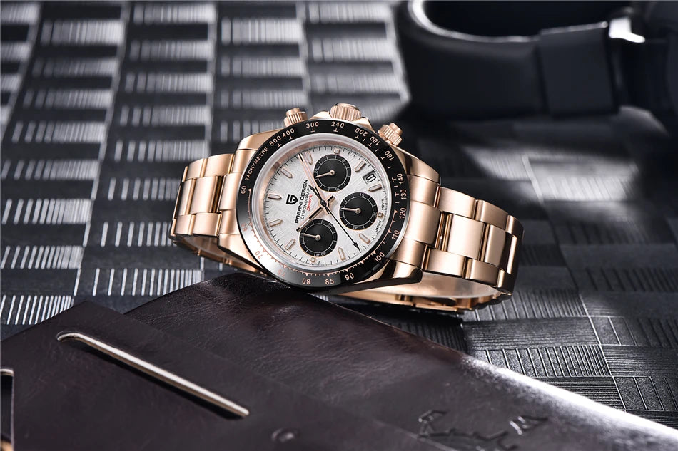 PAGANI DESIGN V2 40MM Relógio masculino de quartzo com mostrador meteorito, safira, cronógrafo retro, impermeável para homem