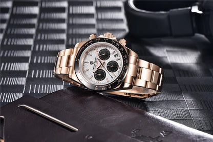 PAGANI DESIGN V2 40MM Relógio masculino de quartzo com mostrador meteorito, safira, cronógrafo retro, impermeável para homem