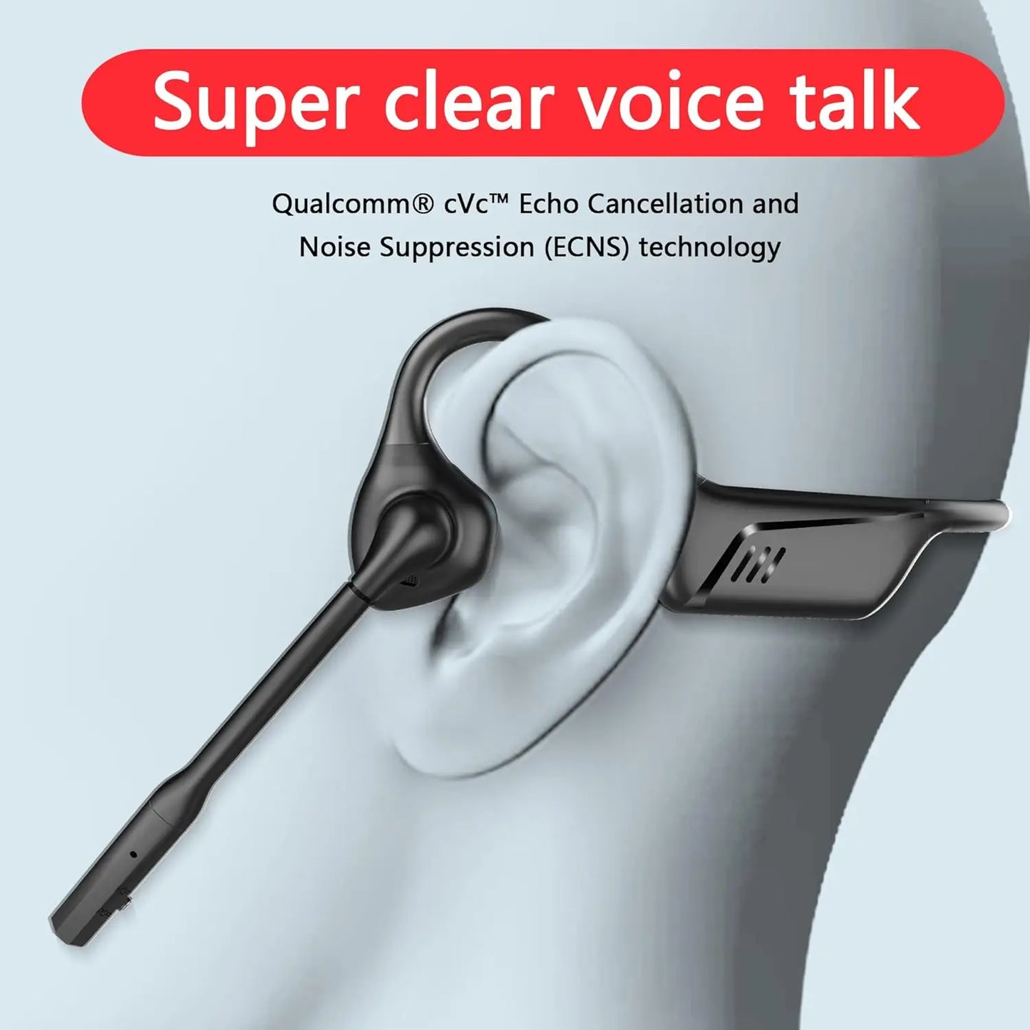 Open Ear Bluetooth 5.1 Headset Aptx HD/ LL Noise Canceling Microphone, Long 24H Wireless Headset for Cellphone PC Laptop
