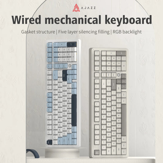 AJAZZ AK980 Wired Mechanical Keyboard Hot Swap Gasket RGB Low Noise Ergonomics Office Gaming Keyboard Customized PC Accessories