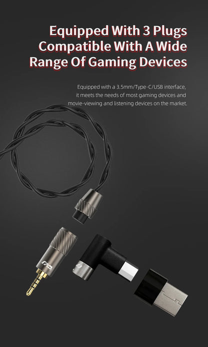 CVJ Assassin Earphones 1BA+1DD+1Vibration Switch Adjustable Gaming E-sports In-Ear 3.5mm&Type-C Hifi Headphones