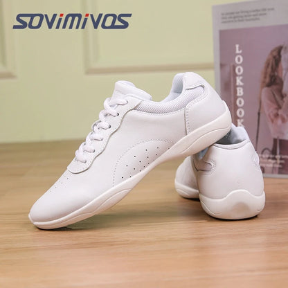 Zapatillas de baile para mujer, zapatillas deportivas planas y ligeras, zapatillas de gimnasia aeróbica de competición, zapatillas deportivas para fitness, zapatillas de baile blancas.