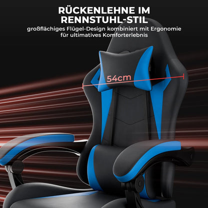 Gaming Chair Ergonomic Gaming Chair with Waist Cushion and Headrest, Office Chair Height Adjustable, Chair for Adult Girls Boy