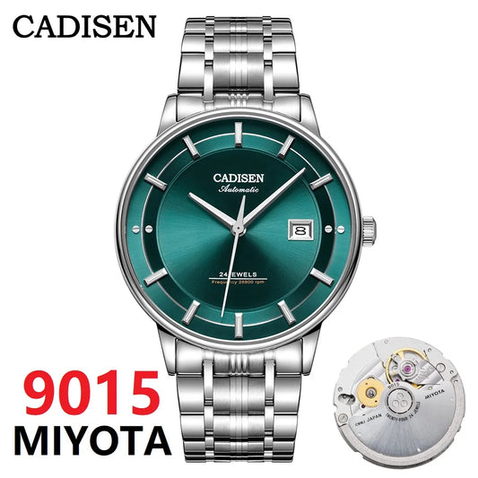 CADISEN Ultra-thin Mechanical Wriswatch Japan MIYOTA 9015 Top Brand Luxury Single-dome Sapphire Crystal  Automatic Watch Man