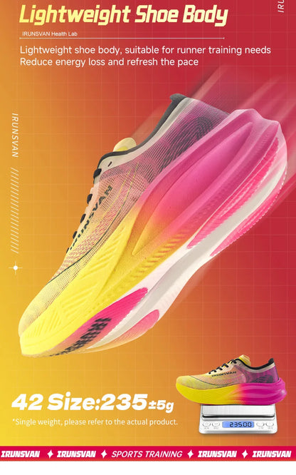 IRUNSVAN Men Professional Marathon Running Shoes Nylon Carbon Plate Road Sports Shoes Lightweight Women Trainers Sport Sneakers