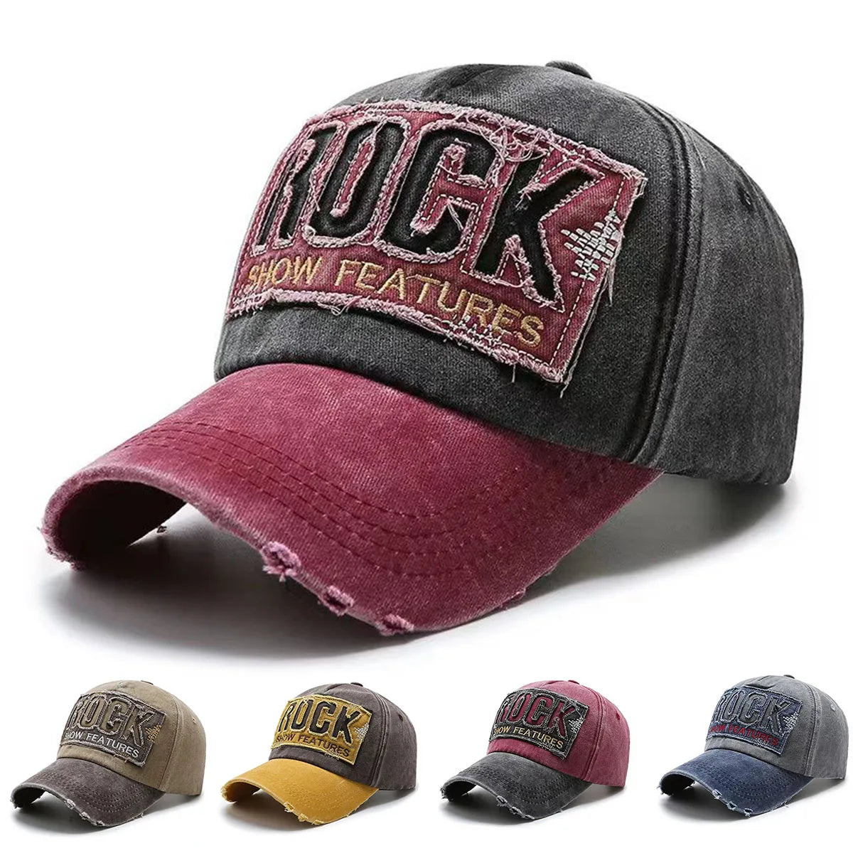 Boné de basebol em algodão com bordado ROCK de alta qualidade para homem e mulher, boné snapback Gorras para desporto ao ar livre e proteção solar