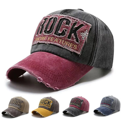 Boné de basebol em algodão com bordado ROCK de alta qualidade para homem e mulher, boné snapback Gorras para desporto ao ar livre e proteção solar