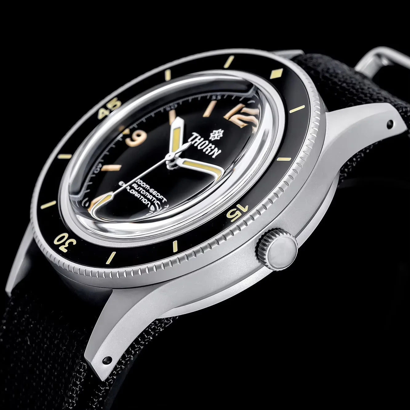 Thorn SHY033 Vintage 50-Fathoms Mechanical Watch NH35 Automatic Movement K9 Mineral Crystal 200m Waterproof Luminous Men Watch