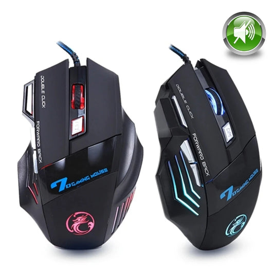 RGB Wired Gaming Mouse USB Ergonomic Gaming Mouse with 7 Buttons, 5500 DPI, Silent Click, RGB Backlit Wired Gaming Mouse for PC & Laptop