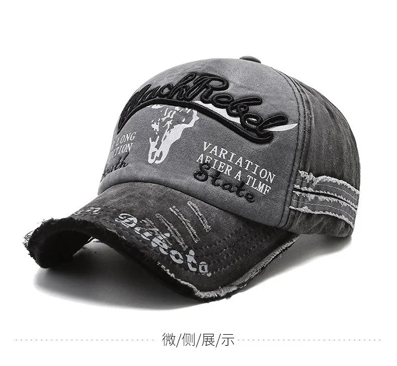 Casquette de baseball vintage « Letter Bull » délavée avec broderie, casquette de soleil rétro pour hommes et femmes, casquette à visière décontractée style hip-hop