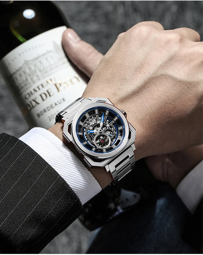 Yelang V1216 Men Watch Luxury Brand Watch 42mm Hollow Dial Japan MIYOTA 8N40 Automatic Movement 100M Waterproof Watch Luminous