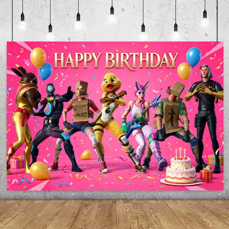 Fortnite Game Theme Birthday Party Decoration Background Fortnite Gamer Banner Boys Girls Photography Supplies Backdrop Kid Gift