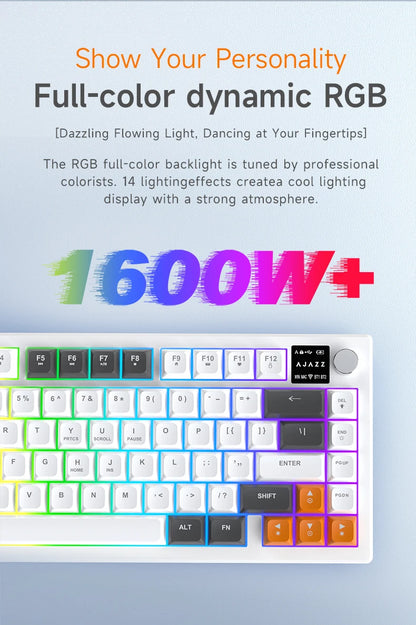 Ajazz AF82 Series 75% Layout Wireless Keyboard with 4000mAh Battery Low Profile Keys Bluetooth Tri-Mode Connectivity  RGB