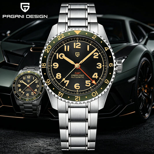 PAGANI DESIGN 2026 NEW Top GMT Men Automatic Mechanical Watches Pearl DG5833 Waterproof Luminous Sapphire Glass reloj hombre