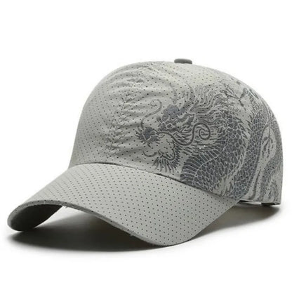 1 pcs Men's Printed Chinese Style Dragon Pattern Quick-Drying Mesh Baseball Cap Outdoor Leisure Fashion Sun Protection