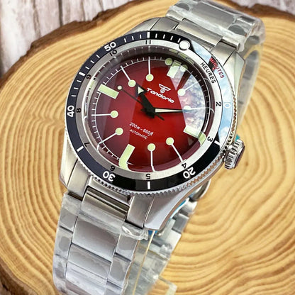 Pilot Watch 200M Water Resistant Mechanical Wristwatch NH35A PT5000 Miyota 8215 Domed Sapphire Glass 120 clicks Bezel Steel Band