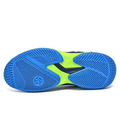 Men's and Women's Large Sizes Breathable Tennis Shoes Blue and Gray Gym Walking Badminton Sneakers