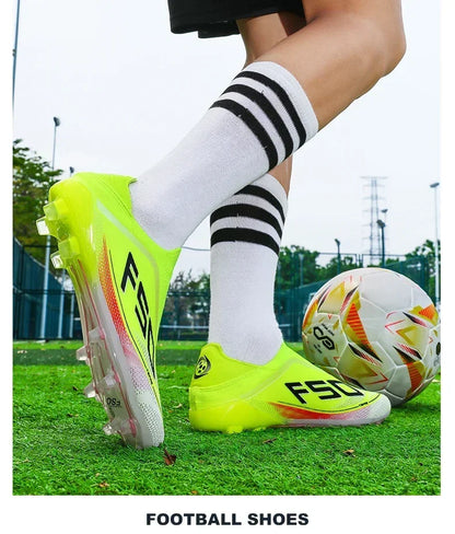 Botas de fútbol para hombre, antideslizantes, para niños, para exterior, zapatillas de fútbol superventas, para partido sobre césped, de alta calidad, con tacos, de caña alta y ligeras
